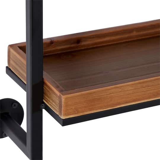 Brown Metal and Wood Industrial Wall Shelves, 7" x 26" x 23"